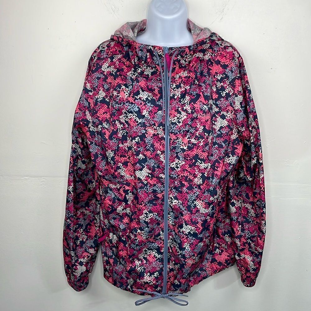 Columbia Windbreaker Light Jacket Full Zip Pink Camouflage size Large